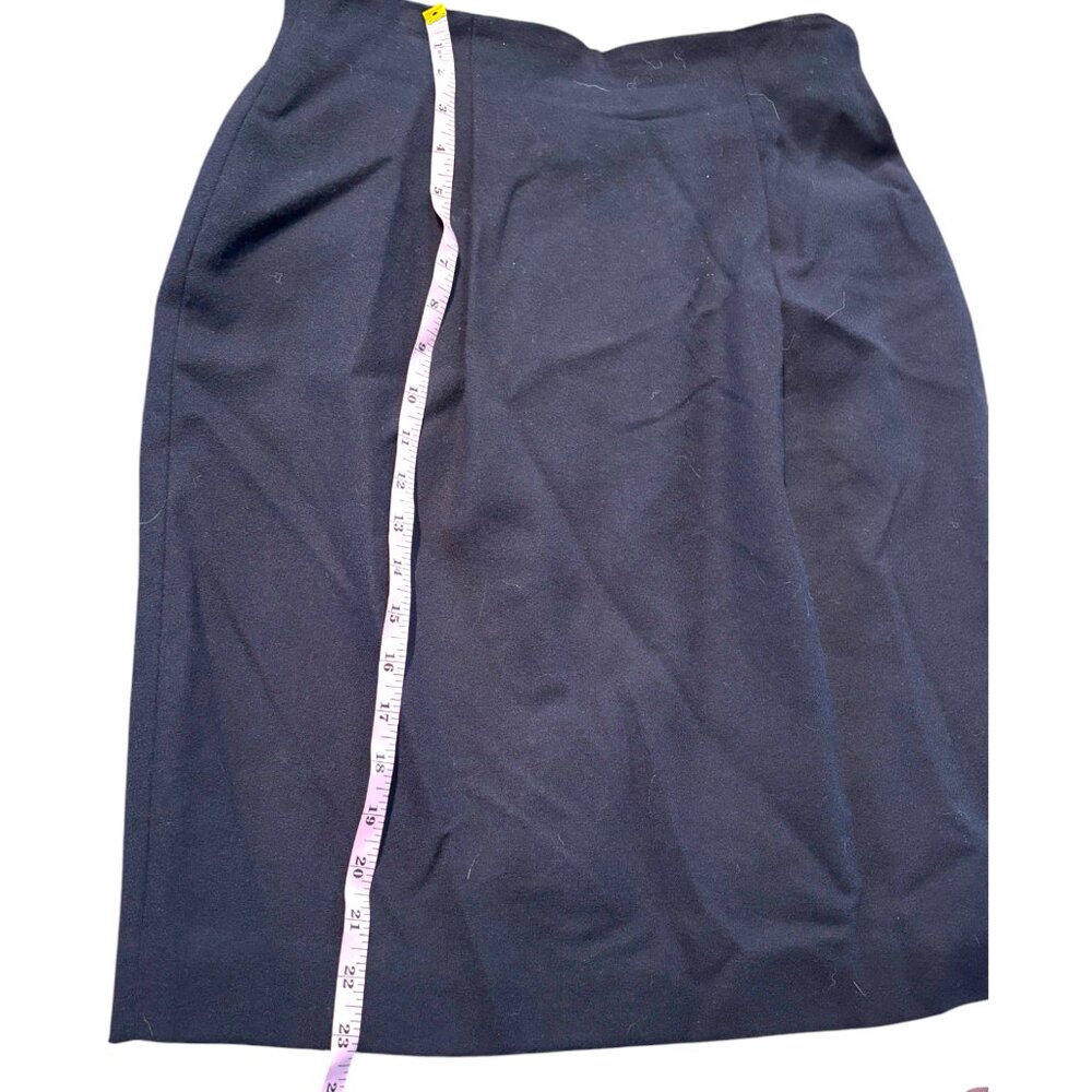 Vintage Valerie Stevens Petites Y2K‎ 90s 100% Wool pleated black skirt sz 10P - Picture 9 of 10